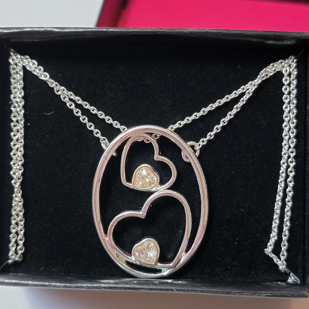 Nesting Hearts Charm Necklaces Avon Silver Tone